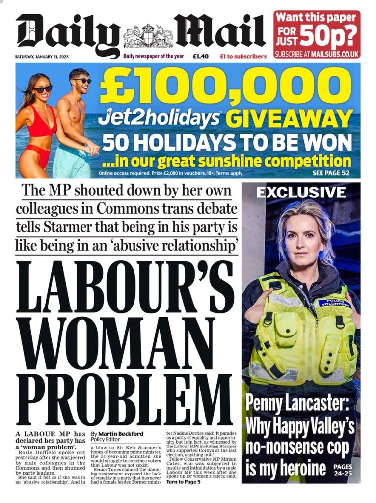 Daily Mail Front Page 21st of January 2023 Tomorrow's Papers Today!