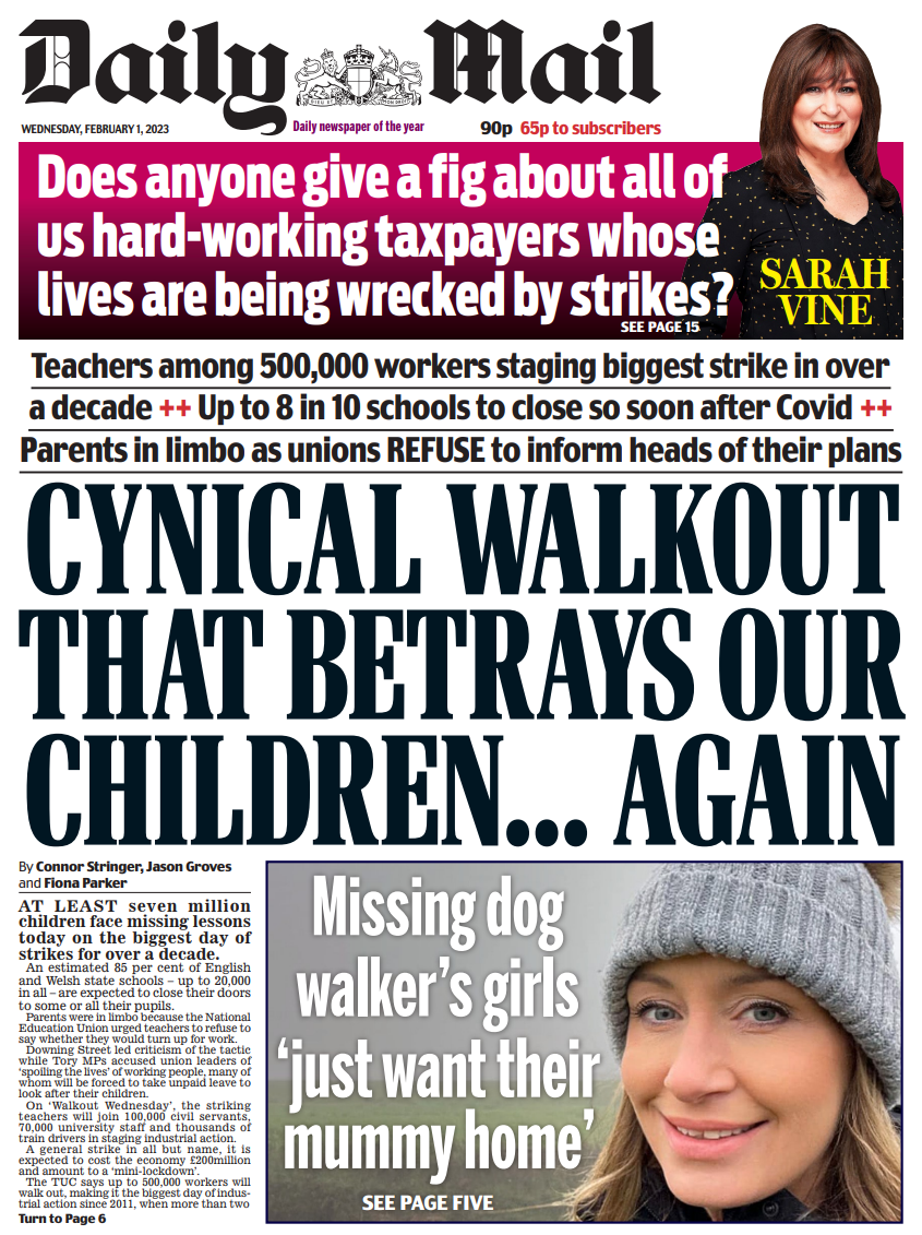 Daily Mail Front Page 1st Of February 2023 Tomorrow S Papers Today