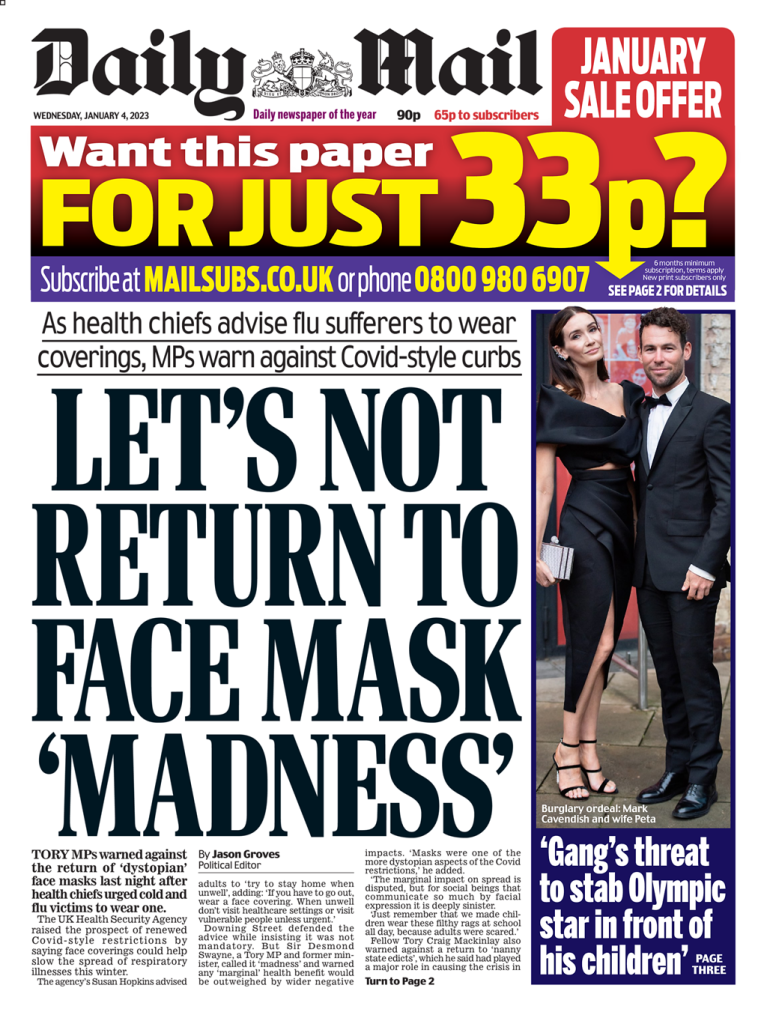 Daily Mail Front Page 4th of January 2023 Tomorrow's Papers Today!