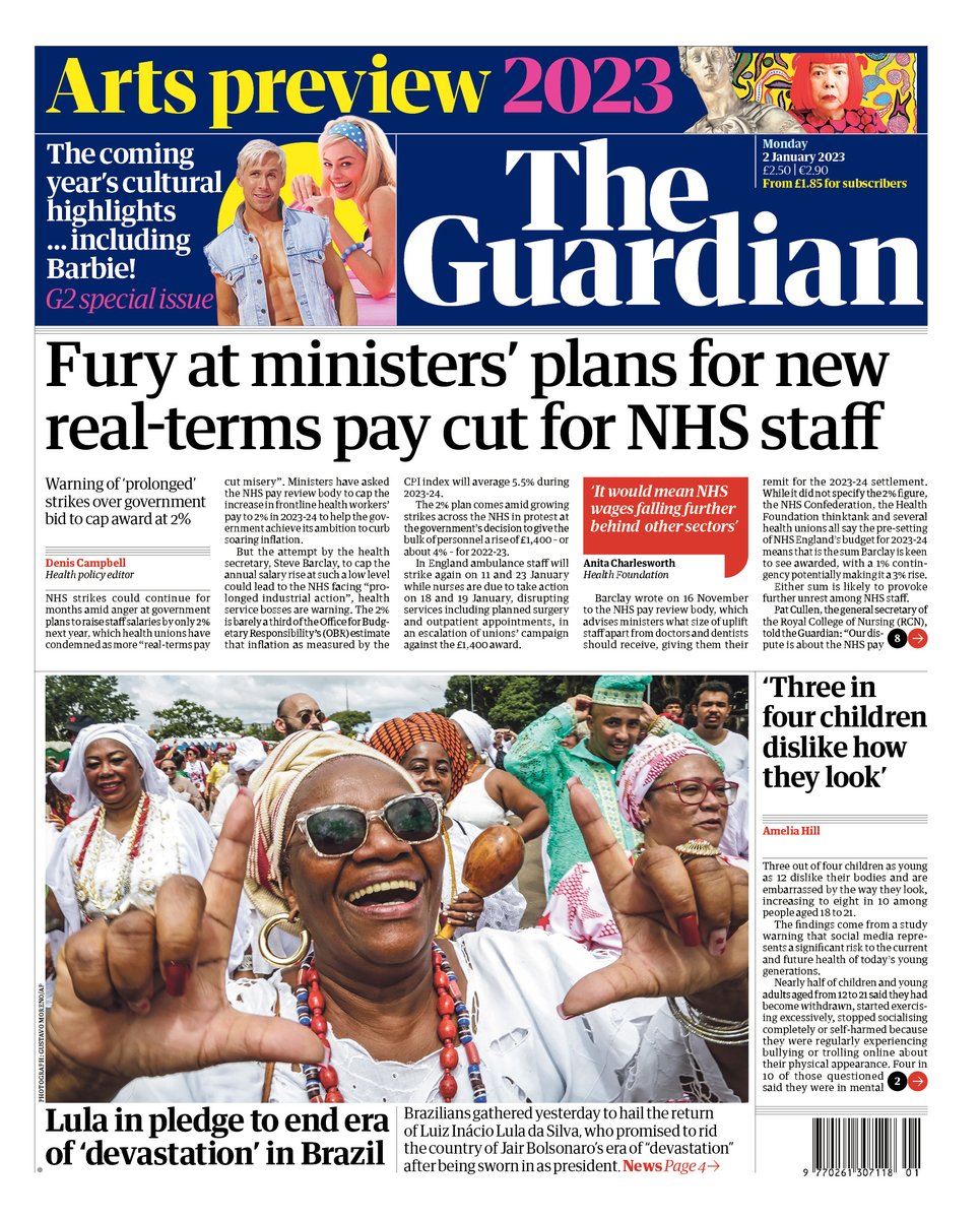 Guardian Front Page 2nd of January 2023 - Tomorrow's Papers Today!