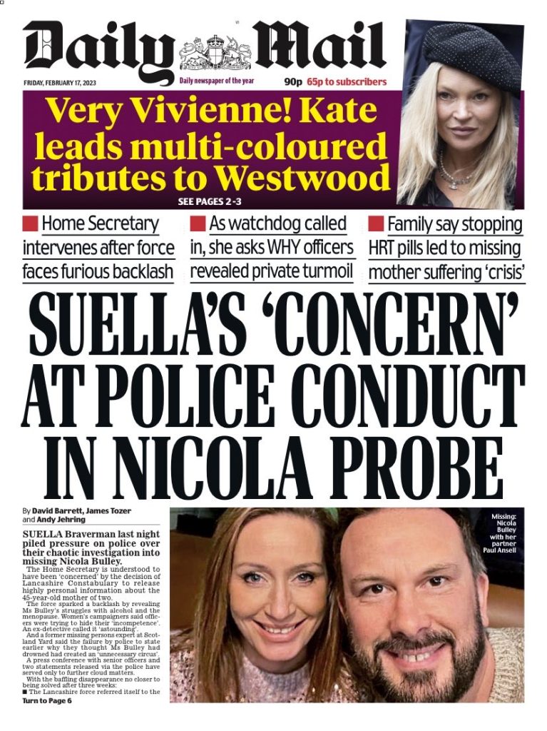 Daily Mail Front Page 17th of February 2023 Tomorrow's Papers Today!