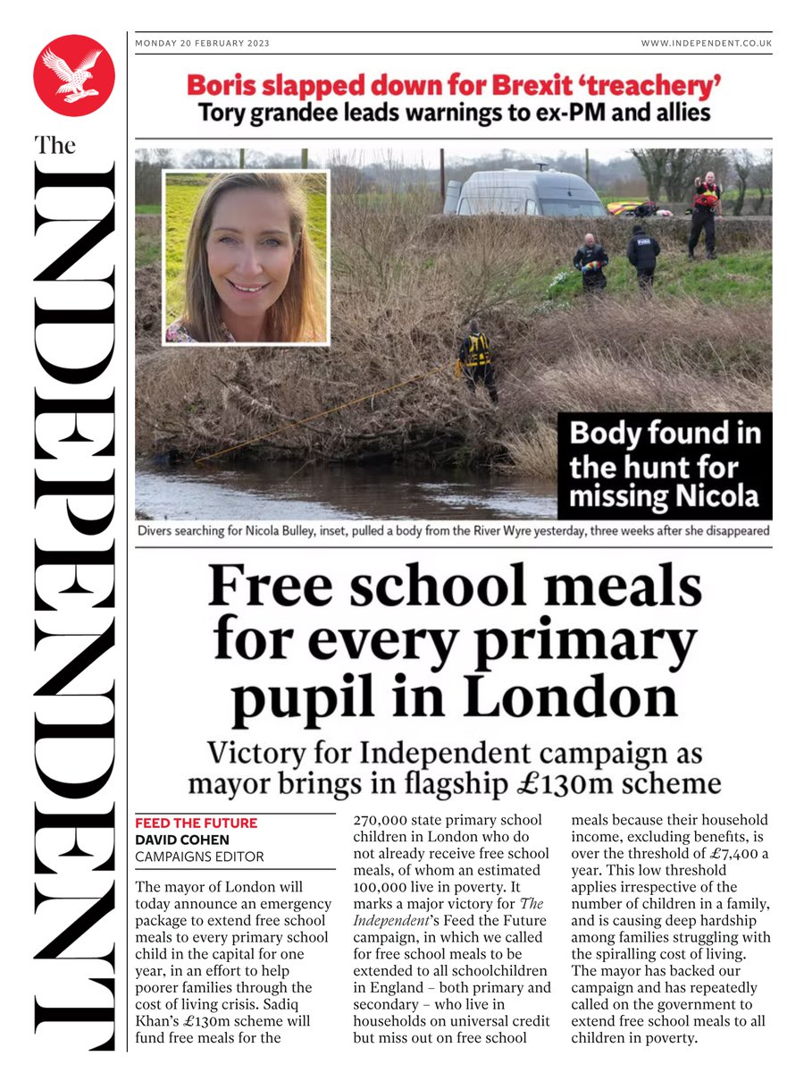 Independent Front Page Th Of February Tomorrow S Papers Today