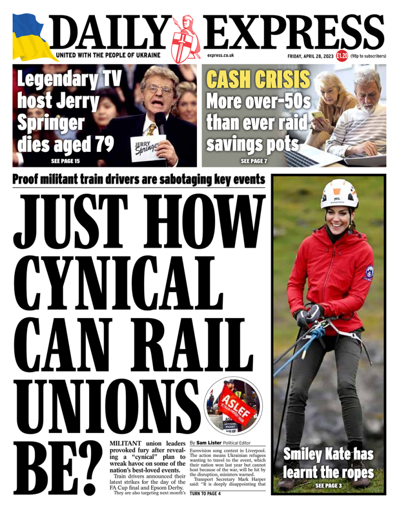 Daily Express Front Page 28th of April 2023 Tomorrow's Papers Today!