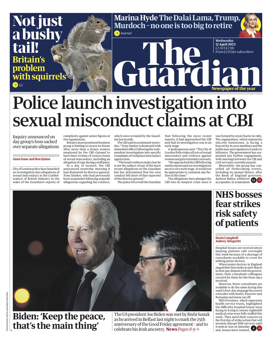 Guardian Front Page 12th of April 2023 - Tomorrow's Papers Today!
