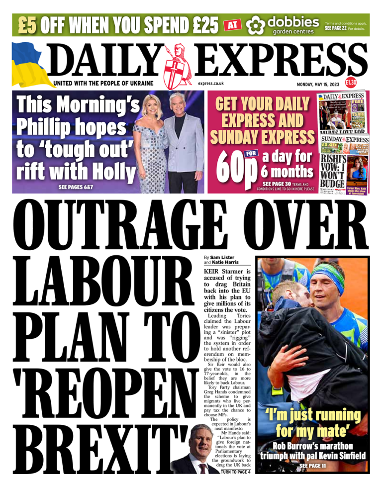 Daily Express Front Page 15th of May 2023 - Tomorrow\u0026#39;s Papers Today!