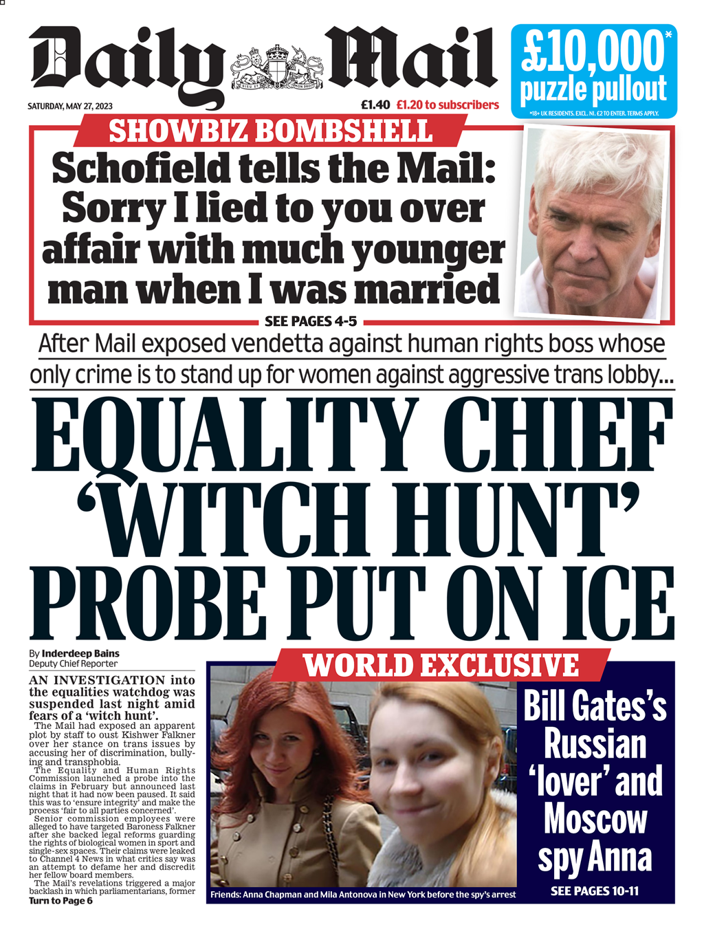 Daily Mail Front Page 27th Of May 2023 Tomorrows Papers Today
