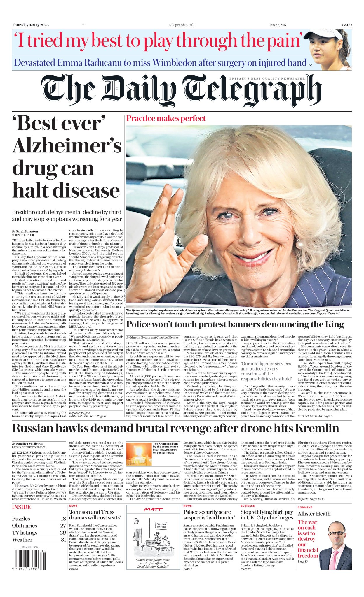 Daily Telegraph Front Page 4th Of May 2023 Tomorrow s Papers Today 