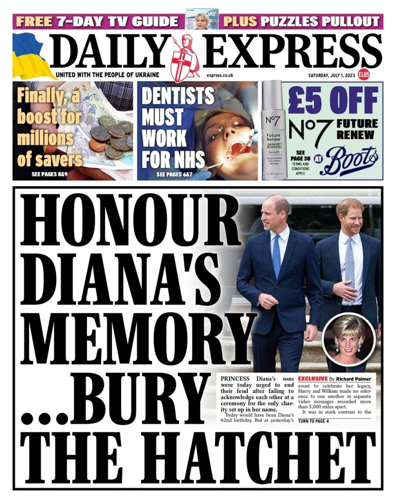 Daily Express Front Page 1st of July 2023 Tomorrow's Papers Today!