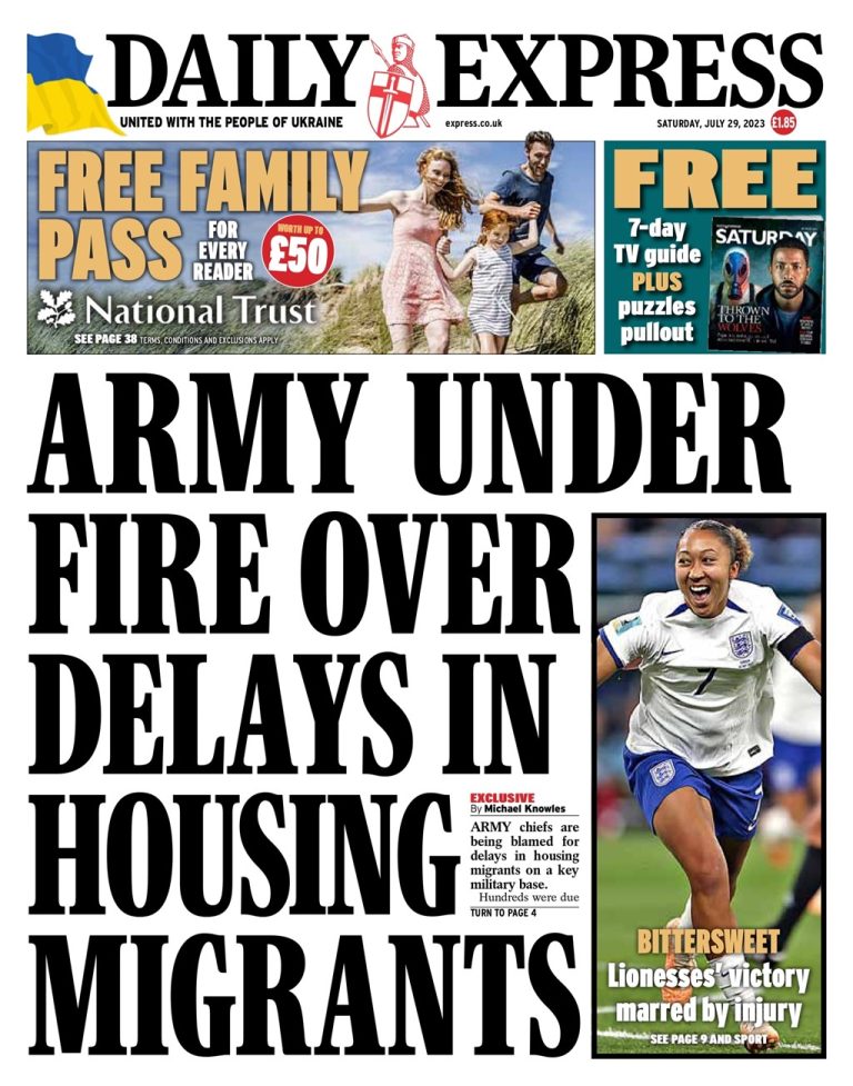 Daily Express Front Page 29th of July 2023 Tomorrow's Papers Today!