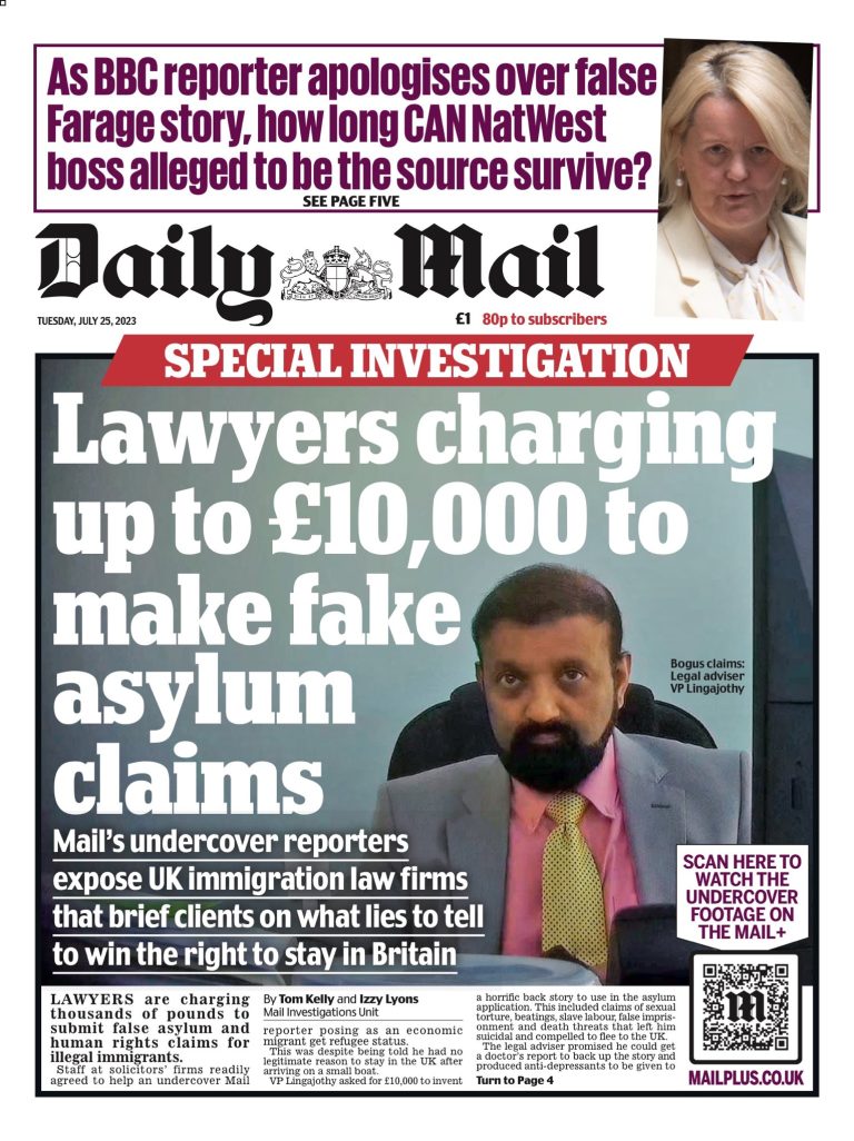 Daily Mail Front Page 25th Of July 2023 Tomorrow S Papers Today