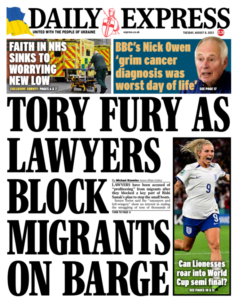 Daily Express Front Page 8th of August 2023 Tomorrow's Papers Today!