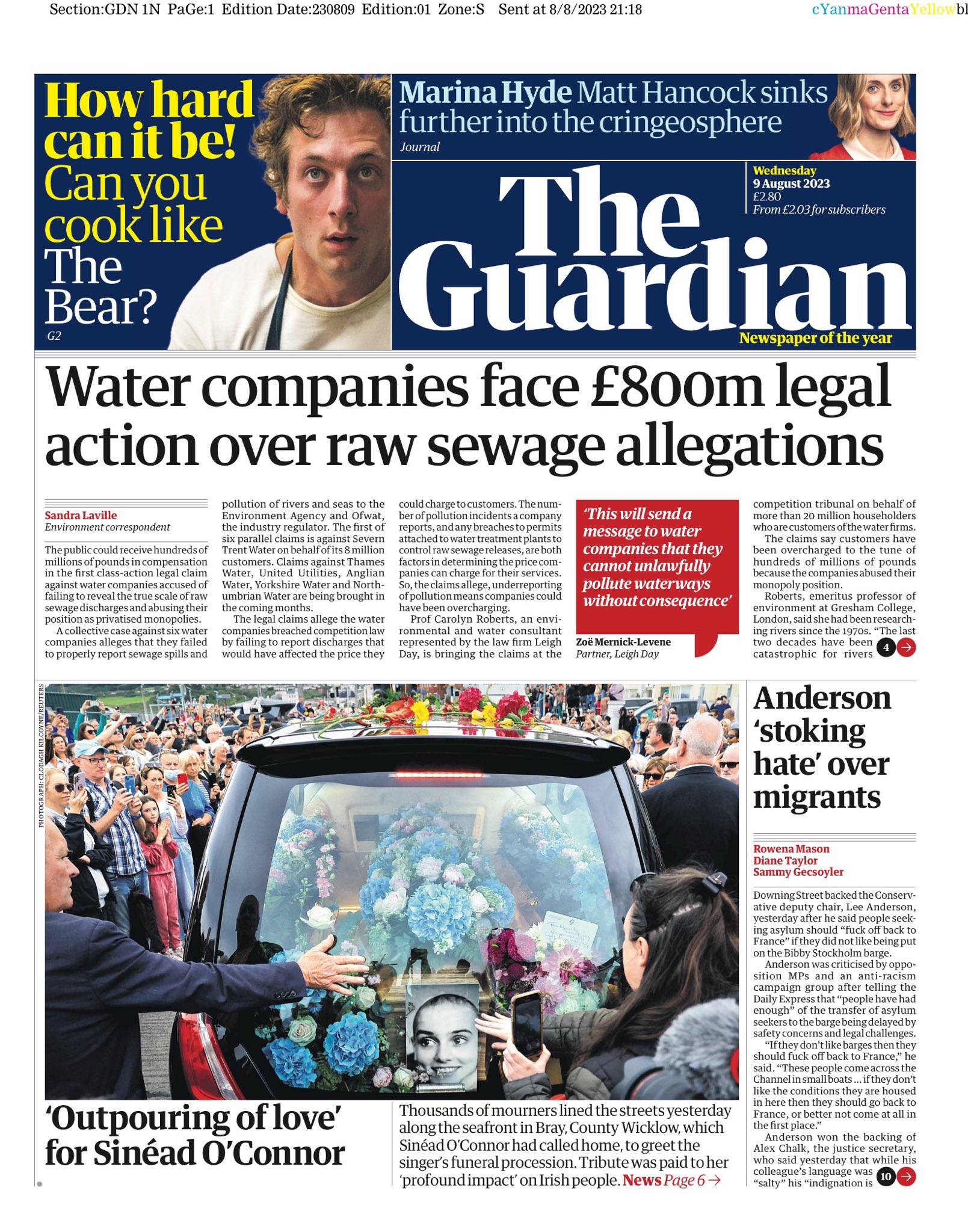 Guardian Front Page 9th of August 2023 - Tomorrow's Papers Today!