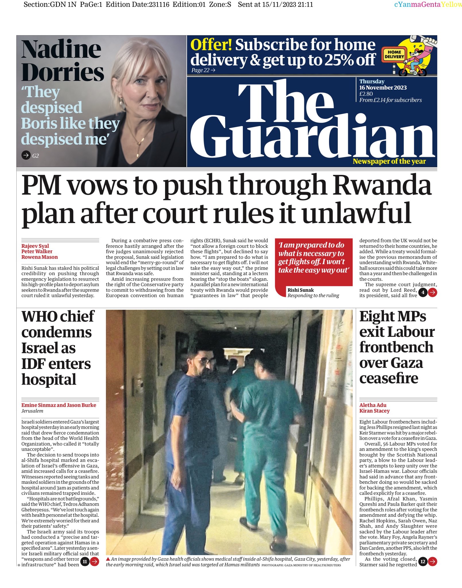 Guardian Front Page 16th of November 2023 - Tomorrow's Papers Today!