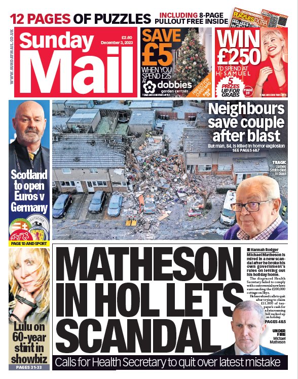 Sunday Mail Front Page Rd Of December Tomorrow S Papers Today