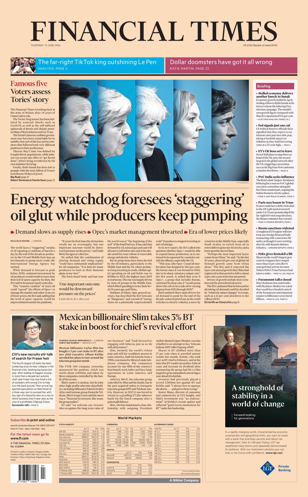 Financial Times Front Page 13th Of June 2024 Tomorrow s Papers Today 