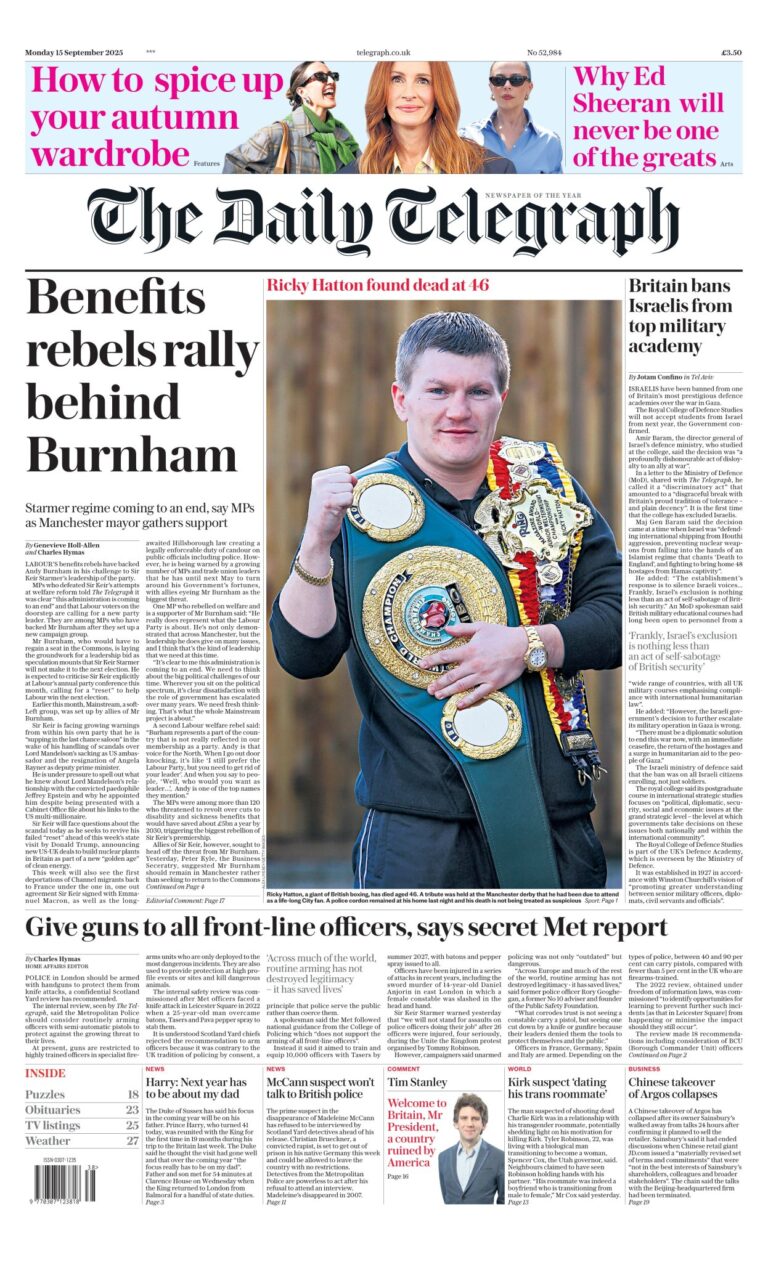 Tomorrow's Papers Today - UK Front Pages - Latest Newspaper Headlines