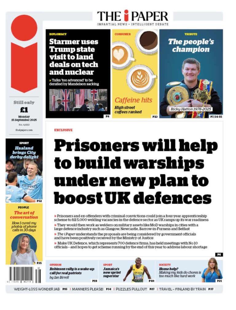 Tomorrow's Papers Today - UK Front Pages - Latest Newspaper Headlines