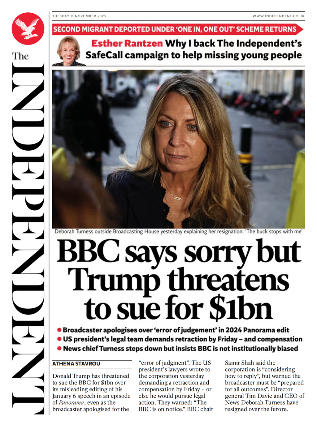 Independent Front Page 11th of November 2025 Tomorrow #39 s Papers Today